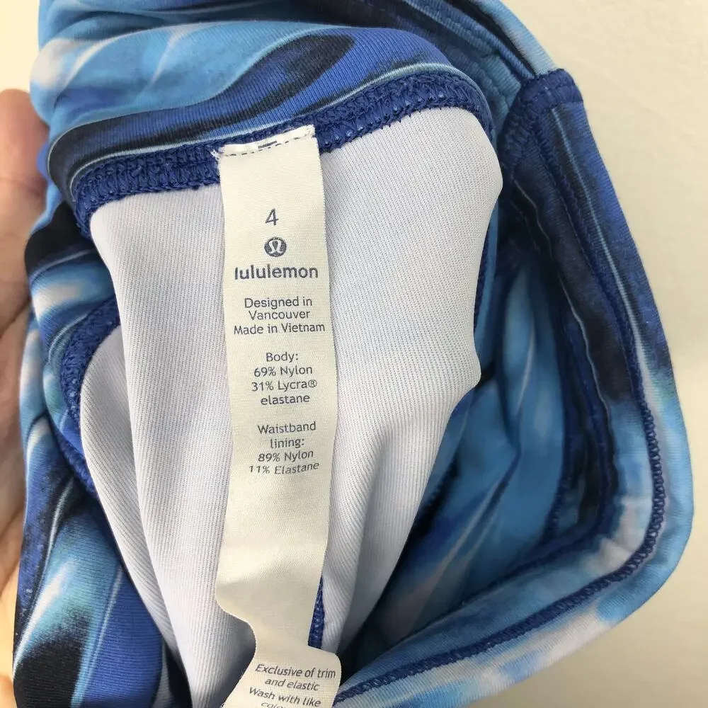 Lululemon Legging Train Times 7/8 Pant Tidal Multi True Navy Mesh Side Mid Rise